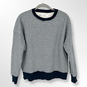 NEW Frank & Eileen Ribbed Knit Pullover Sweatshirt White Navy Stripes XS